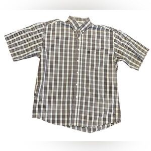 Gunnison Creek Men's Large Burgundy Plaid Button-Down Short Sleeve Shirt